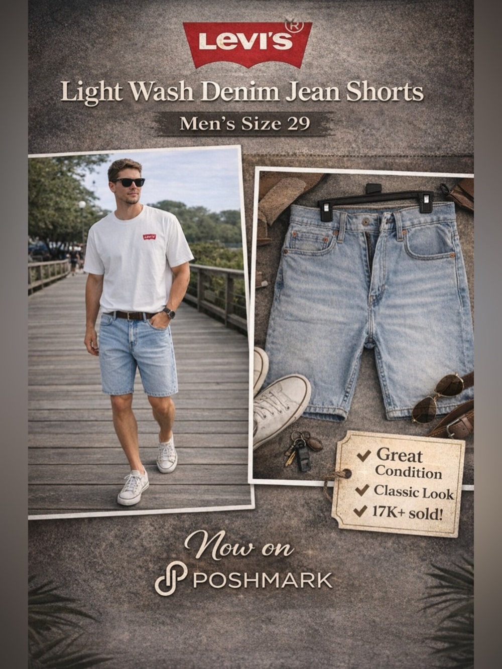 🚨Levi’s Light Wash Denim Jean Shorts – Men’s Size 29